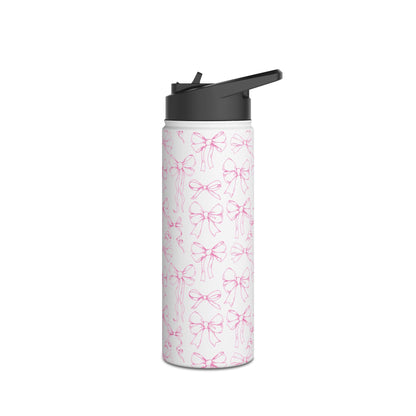 Pink Bow Pattern Stainless Insulated Water Bottle