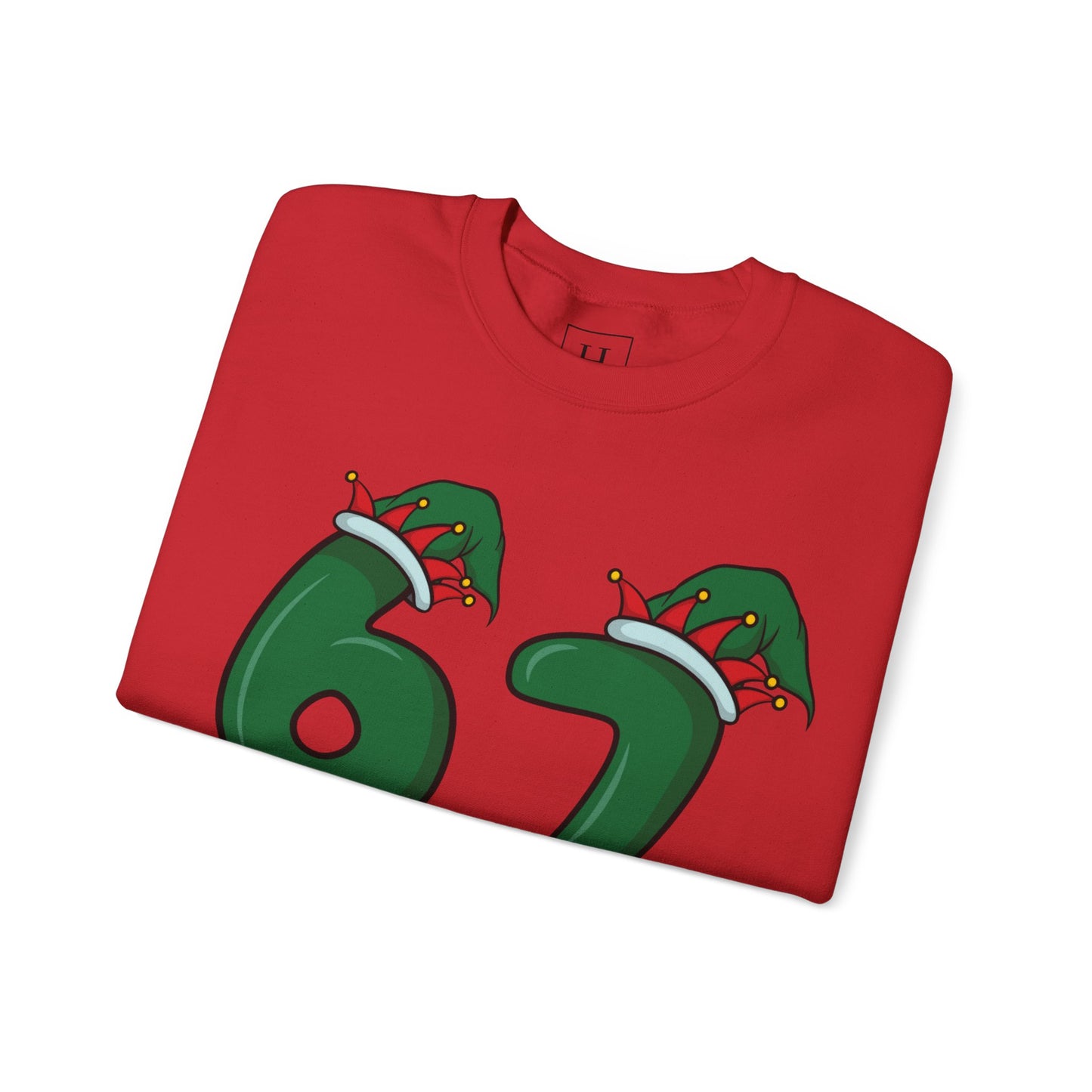 Green & Red Elf Hat 6 7  - Christmas Sweatshirt - Unisex