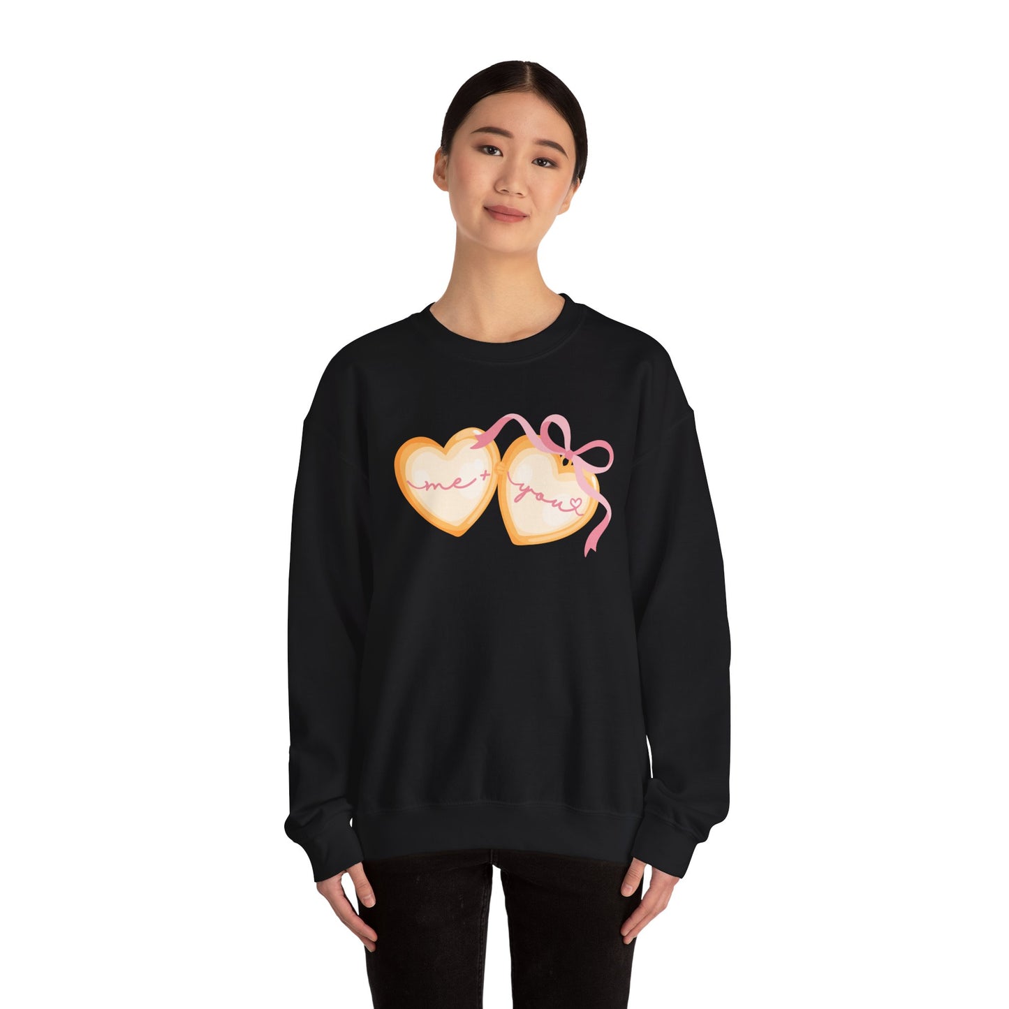 Me + You Heart Locket with Pink Bow Sweatshirt