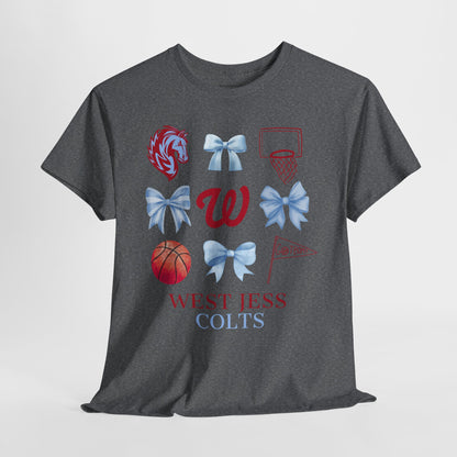West Jessamine Colts Coquette Basketball Bows - Unisex Tee