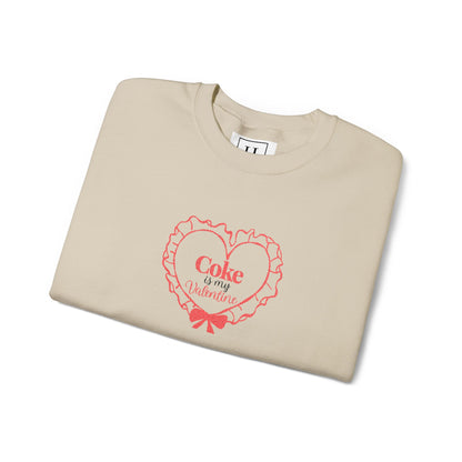 Valentine Heart 'Coke Is My Valentine' Crewneck Sweatshirt -Embroidered