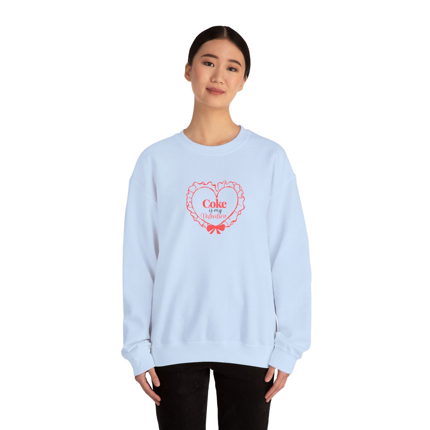 Valentine Heart 'Coke Is My Valentine' Crewneck Sweatshirt -Embroidered