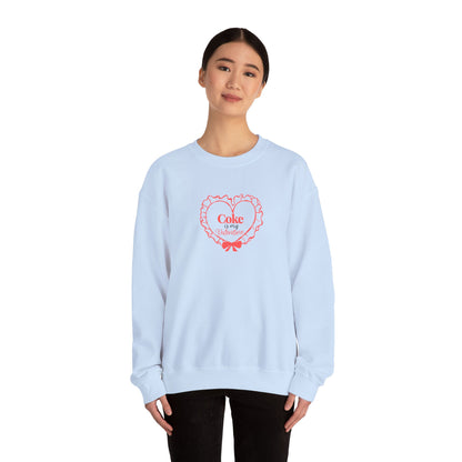 Valentine Heart 'Coke Is My Valentine' Crewneck Sweatshirt -Embroidered
