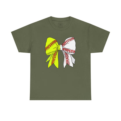 Softball Baseball Bow Unisex Tee - Sports Mama
