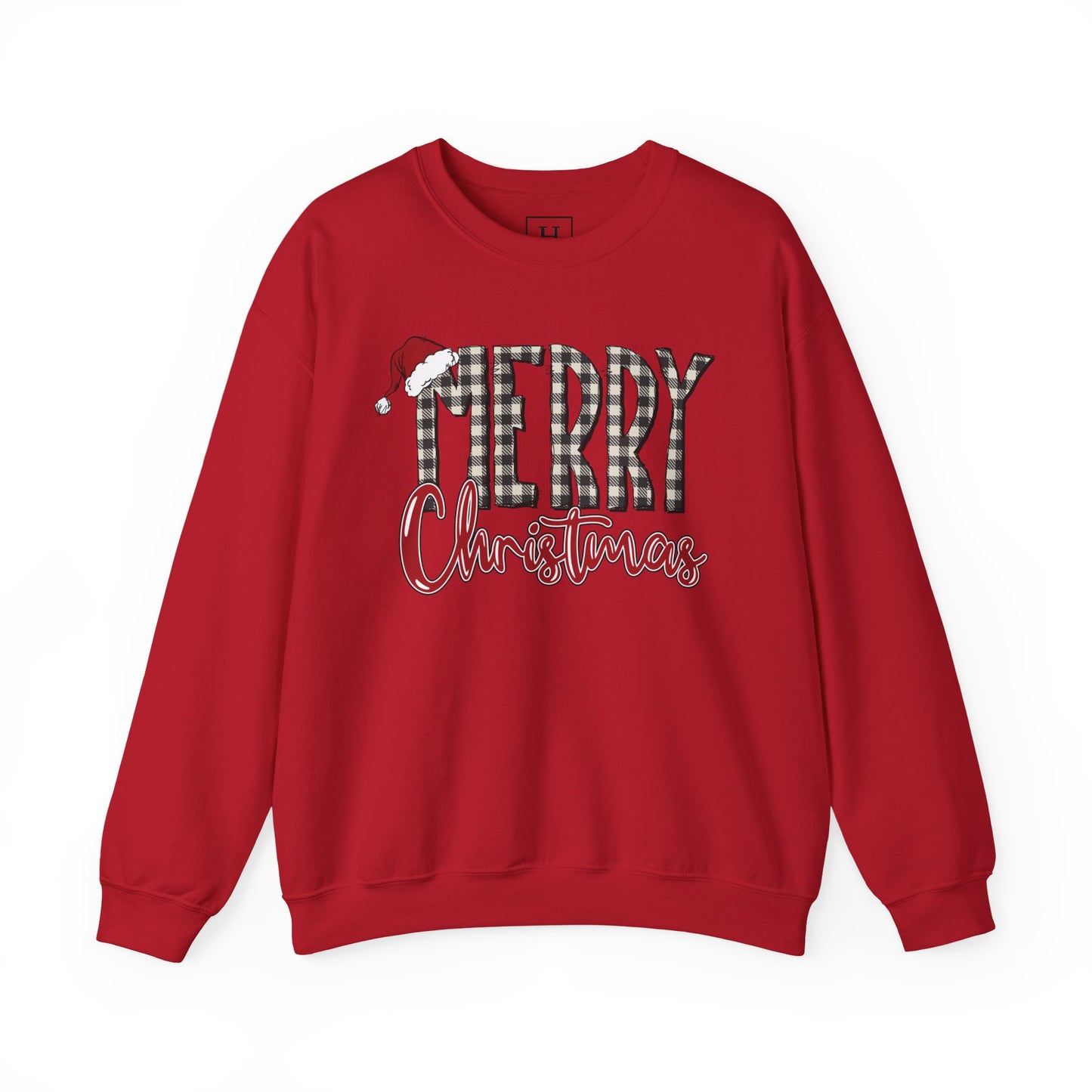 Merry Christmas Buffalo Check  -- Unisex Sweatshirt