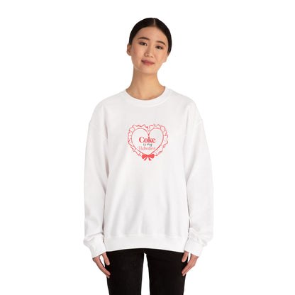 Valentine Heart 'Coke Is My Valentine' Crewneck Sweatshirt -Embroidered