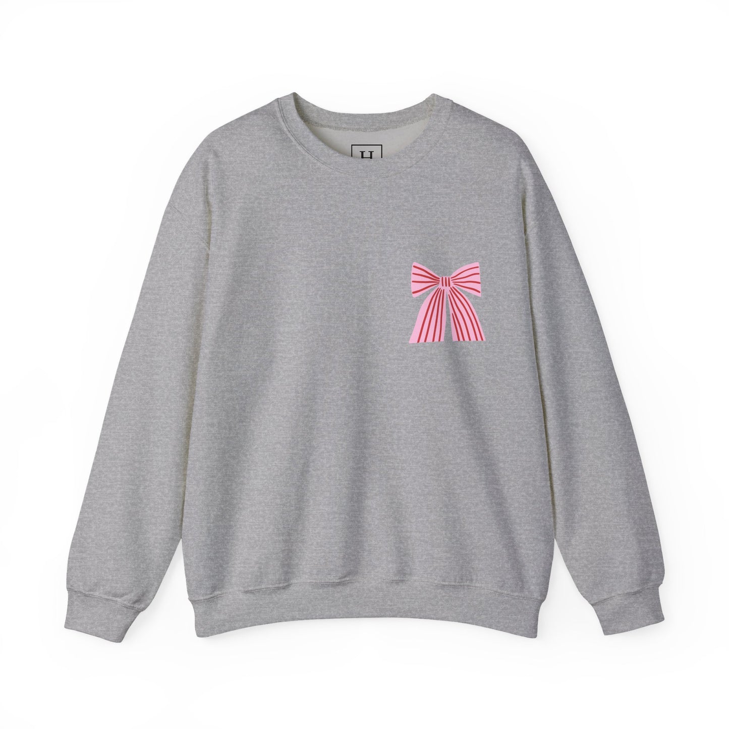 Faith Crewneck Sweatshirt — "Jesus Loves You" Pink & Red Bows - Front & Back