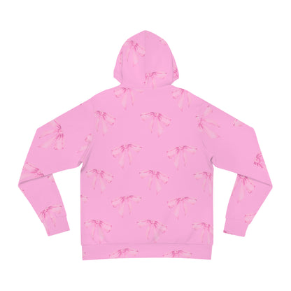 Coquette Pink Bow Pattern Hoodie — Black & Red All-Over Print Fashion Hoodie - Valentines Day