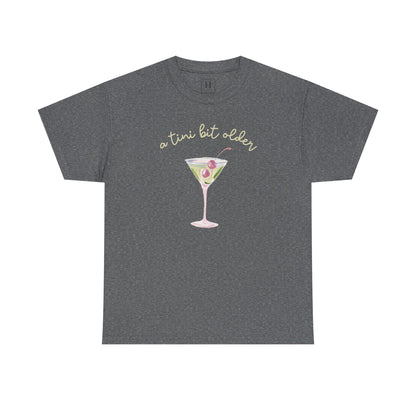 Cute "A Tini Bit Older" Martini T-Shirt — Retro Pink & Green Cocktail Tee