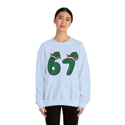 Green & Red Elf Hat 6 7  - Christmas Sweatshirt - Unisex
