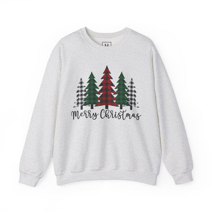 Merry Christmas Plaid Trees Sweater