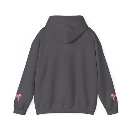 Coquette Pink Center Bow Pullover Hoodie with Bow Sleeves