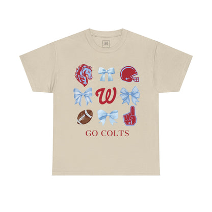 West Jessamine Colts Coquette Football Bows - Unisex Tee
