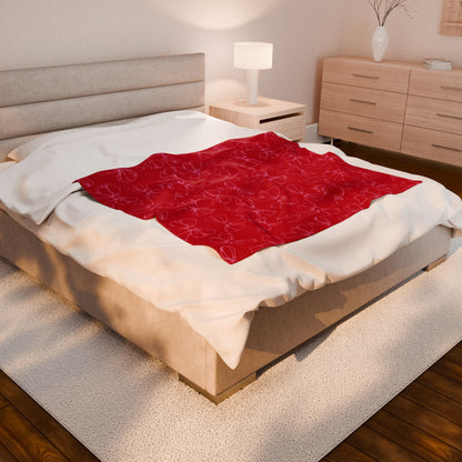 Red Velvet Bow Plush Blanket — Soft Holiday Velveteen Throw
