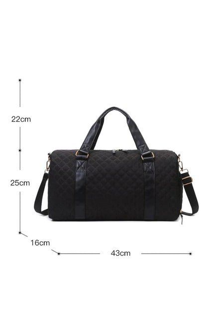 Black Plaid Large Capacity Travel Duffle Bag