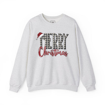 Merry Christmas Buffalo Check  -- Unisex Sweatshirt