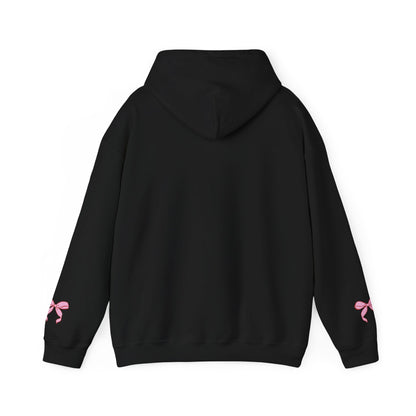 Coquette Pink Center Bow Pullover Hoodie with Bow Sleeves