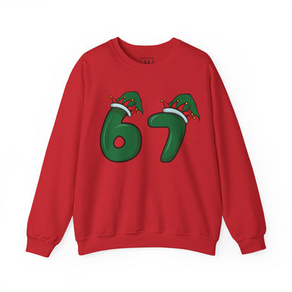 Green & Red Elf Hat 6 7  - Christmas Sweatshirt - Unisex