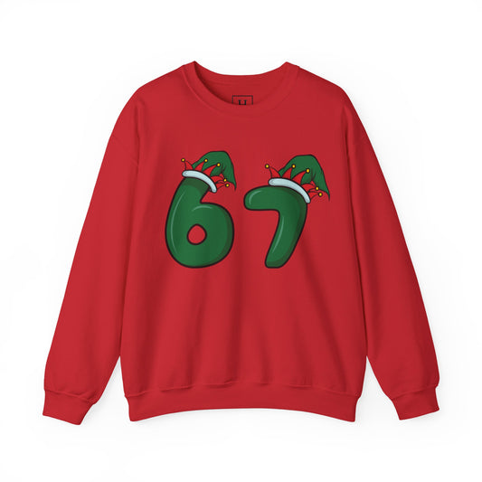 Green & Red Elf Hat 6 7  - Christmas Sweatshirt - Unisex