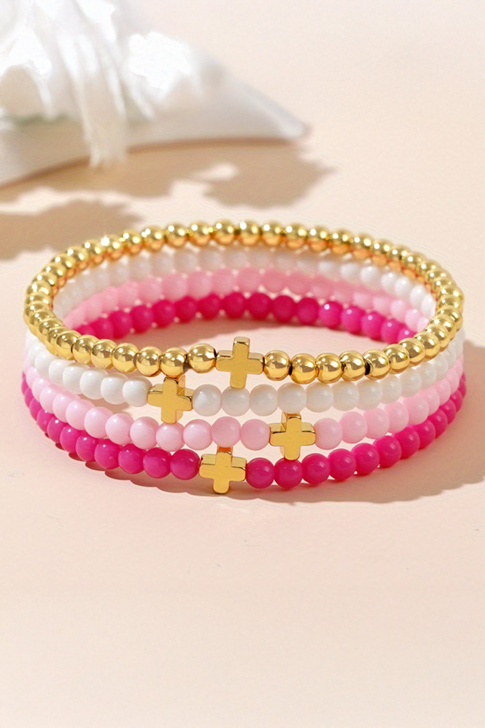 Gold Criss Cross Beaded Bracelet