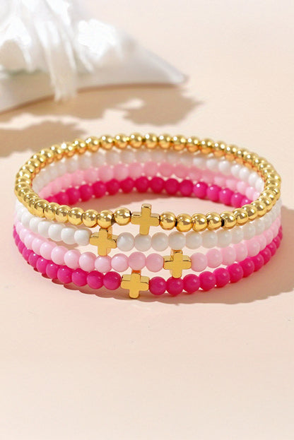 Gold Criss Cross Beaded Bracelet