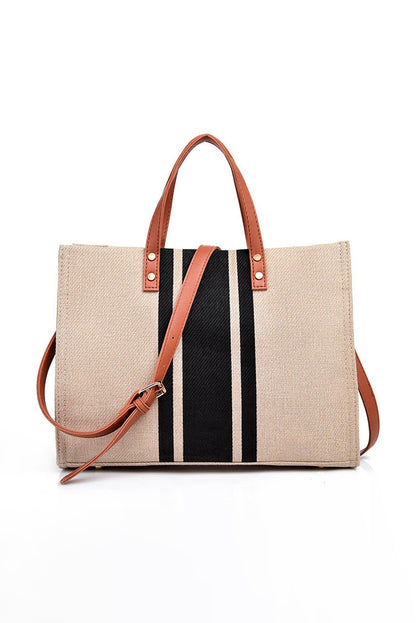 Black Large Striped Shoulder Bag