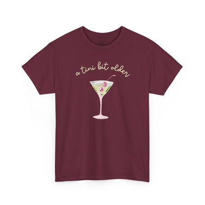 Cute "A Tini Bit Older" Martini T-Shirt — Retro Pink & Green Cocktail Tee