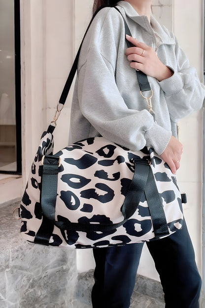 Black Leopard Print Luggage Tote Bag