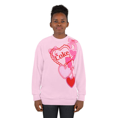 Coke Hearts & Bows Sweatshirt — Cute Soda Logo All-Over Print
