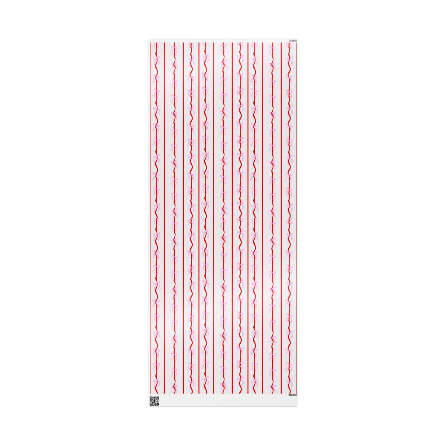 Pink Bows & Red Stripes Wrapping Paper — Coquette Gift Wrap