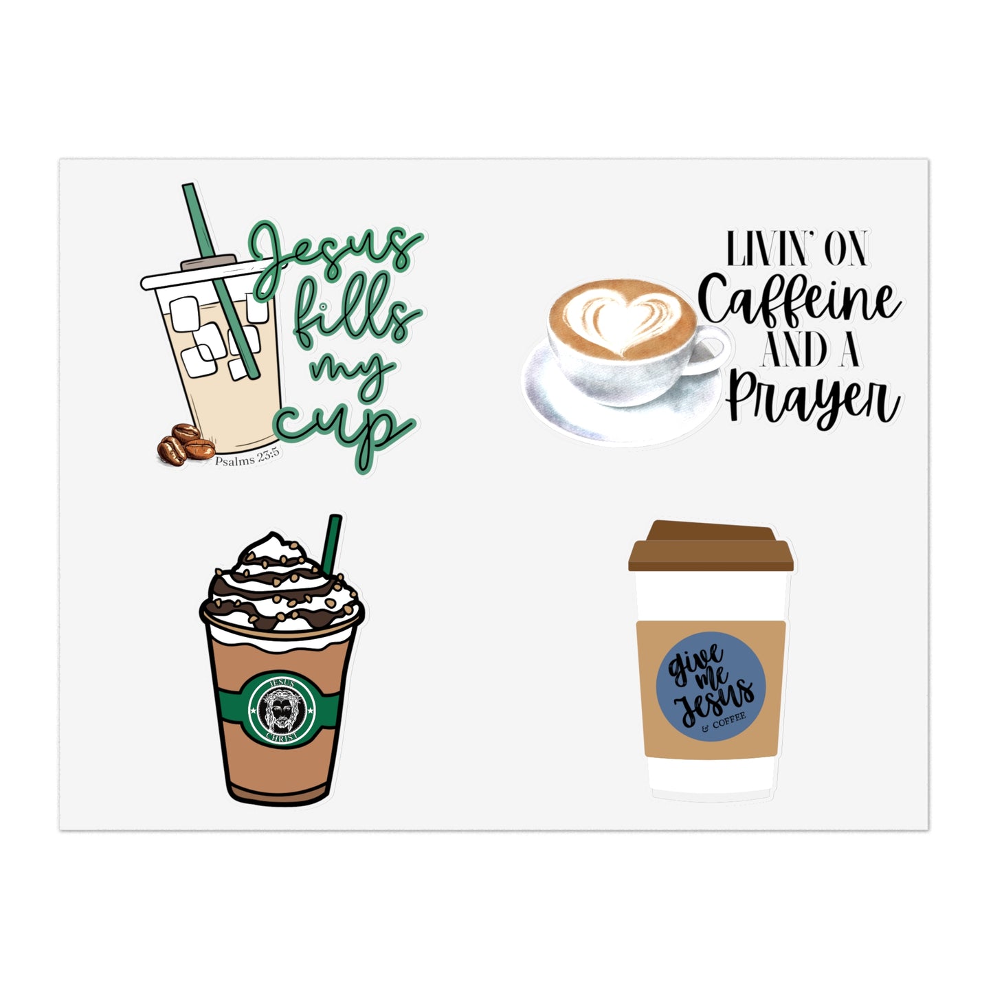 Coffee and Jesus Christian Sticker Sheets