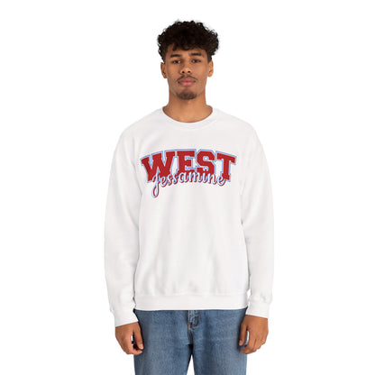 West Jessamine Cheer Crewneck Sweatshirt — Back ‘West Jessamine Cheer’ with Horse Logo - Unisex