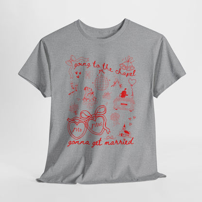 Mr. & Mrs. Red Wedding T-Shirt — "Going to the Chapel" Bridal Tee