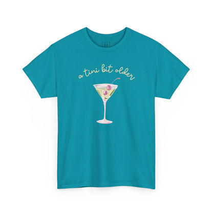 Cute "A Tini Bit Older" Martini T-Shirt — Retro Pink & Green Cocktail Tee