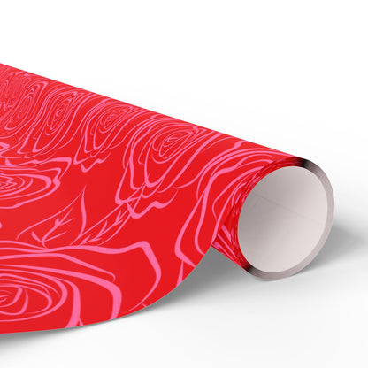 Pink & Red Floral Wrapping Paper — Coquette Flower Gift Wrap