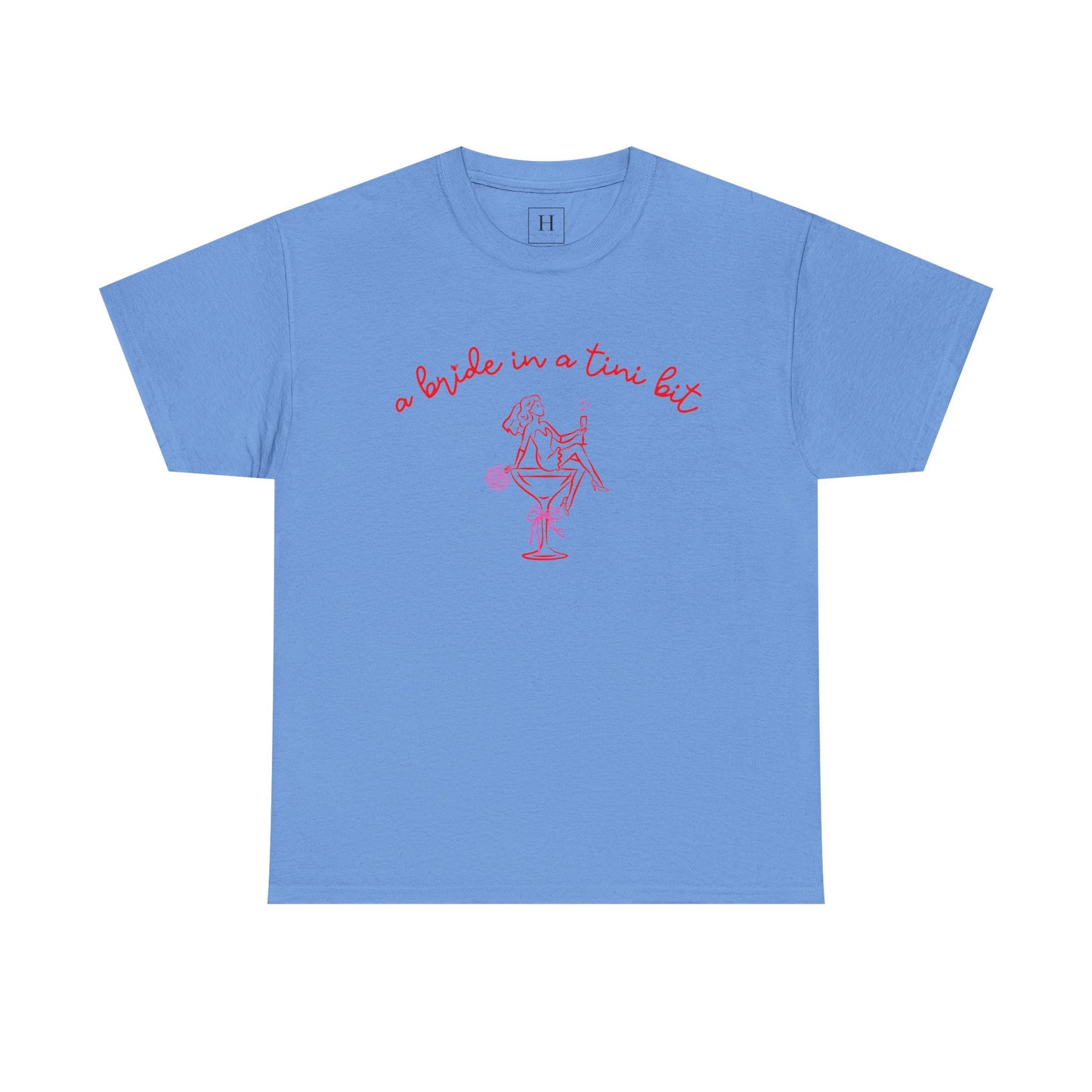 Bride in a Tiny Bit Martini Tee — Wedding Bachelorette Party Shirt with Bouquet & Hearts