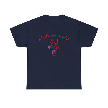 Bride in a Tiny Bit Martini Tee — Wedding Bachelorette Party Shirt with Bouquet & Hearts