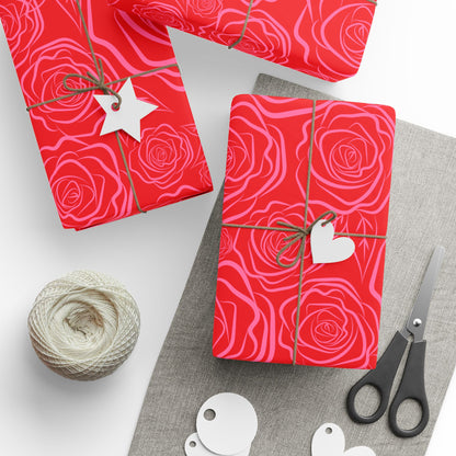 Pink & Red Floral Wrapping Paper — Coquette Flower Gift Wrap