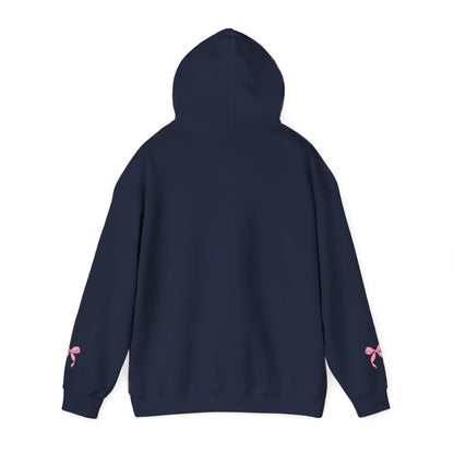 Coquette Pink Center Bow Pullover Hoodie with Bow Sleeves