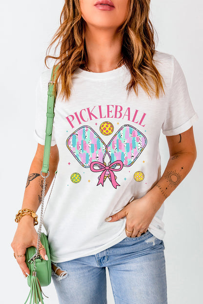 White PICKLEBALL Heat Transfer Printing Graphic T Shirt