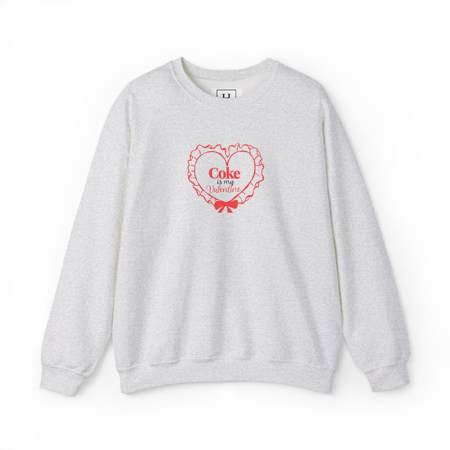 Valentine Heart 'Coke Is My Valentine' Crewneck Sweatshirt -Embroidered