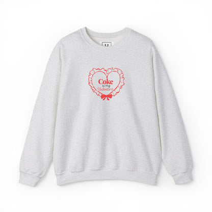Valentine Heart 'Coke Is My Valentine' Crewneck Sweatshirt -Embroidered