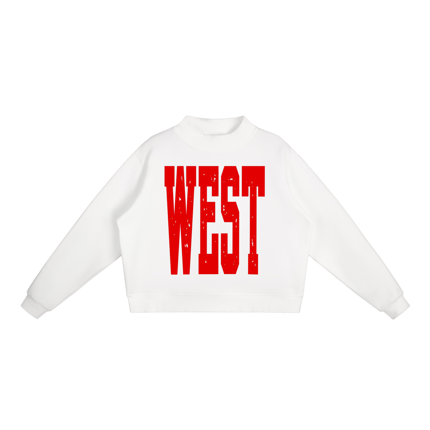WEST in Red; West Jessamine -- Essential Fleece Mock-Neck Crew Sweatshirt