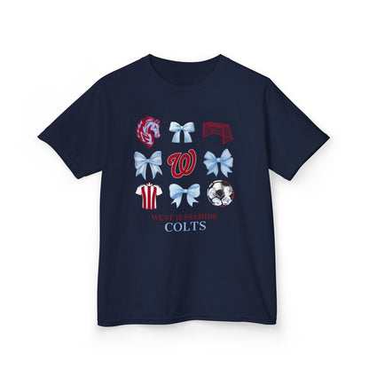 YOUTH --Soccer Coquette Bows Unisex Tee - West Jessamine