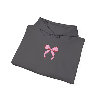 Coquette Pink Center Bow Pullover Hoodie with Bow Sleeves