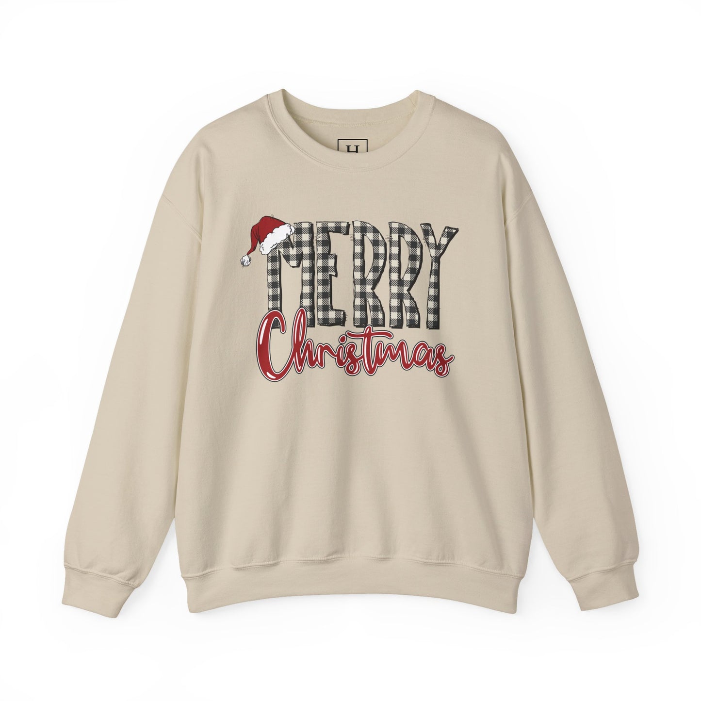 Merry Christmas Buffalo Check  -- Unisex Sweatshirt