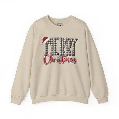 Merry Christmas Buffalo Check  -- Unisex Sweatshirt