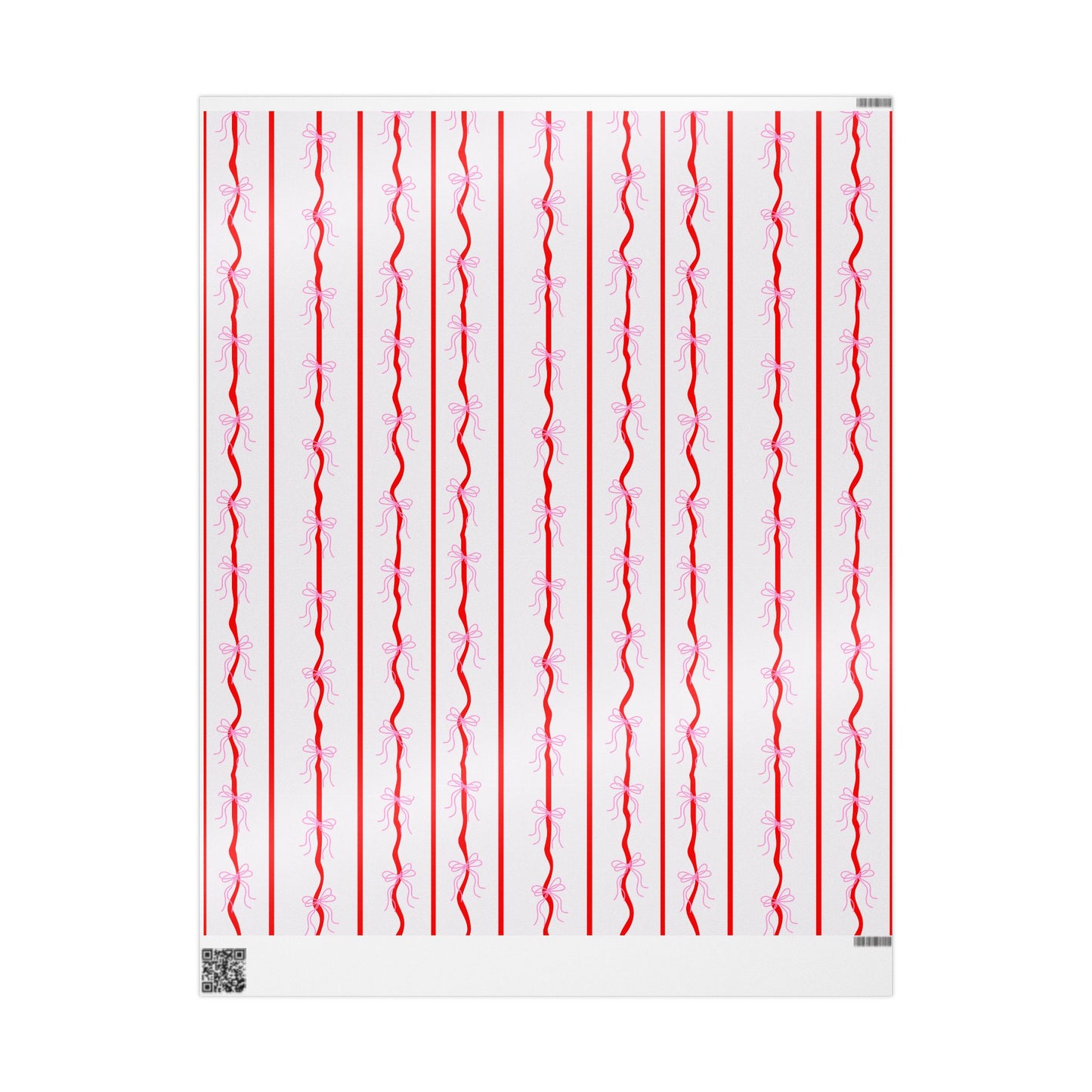 Pink Bows & Red Stripes Wrapping Paper — Coquette Gift Wrap
