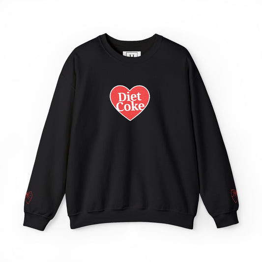 Valentine Heart 'Diet Coke' with Red Bows on Left & Right Sleeves Crewneck Sweatshirt -Embroidered