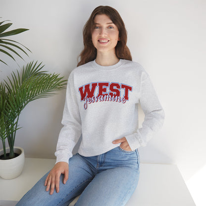 West Jessamine Cheer Crewneck Sweatshirt — Back ‘West Jessamine Cheer’ with Horse Logo - Unisex